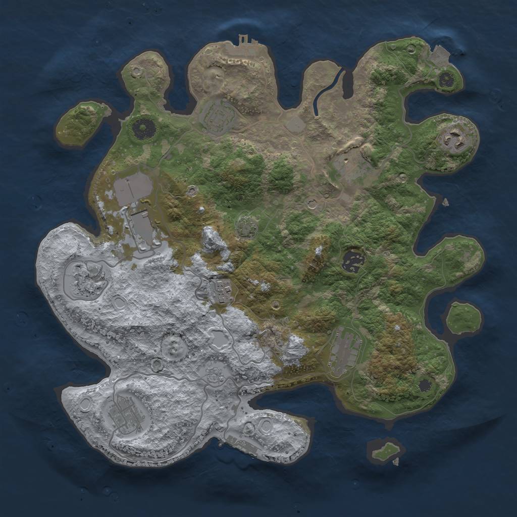Rust Map: Procedural Map, Size: 3500, Seed: 1278828461, 17 Monuments
