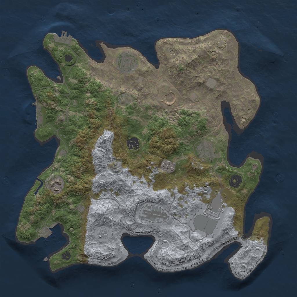 Rust Map: Procedural Map, Size: 3500, Seed: 1185725357, 16 Monuments