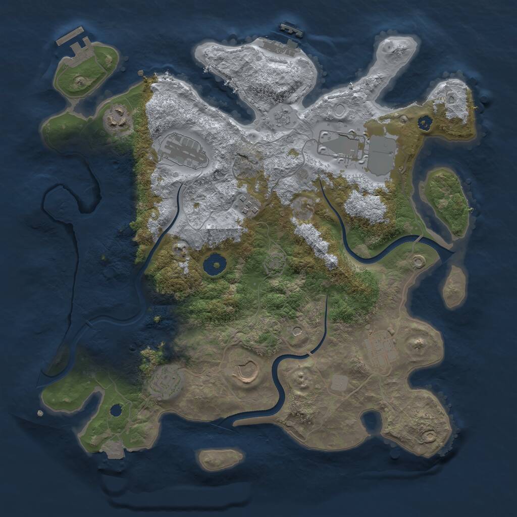 Rust Map: Procedural Map, Size: 3500, Seed: 284736498, 13 Monuments
