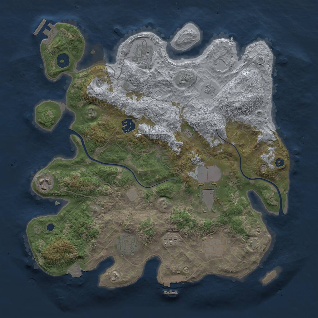 Rust Map: Procedural Map, Size: 3500, Seed: 969192338, 13 Monuments