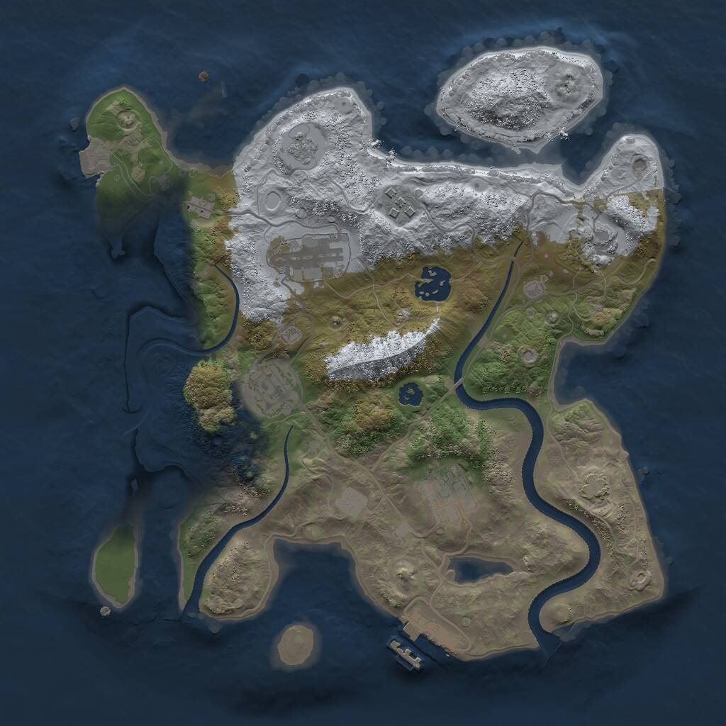 Rust Map: Procedural Map, Size: 3000, Seed: 2458352, 10 Monuments