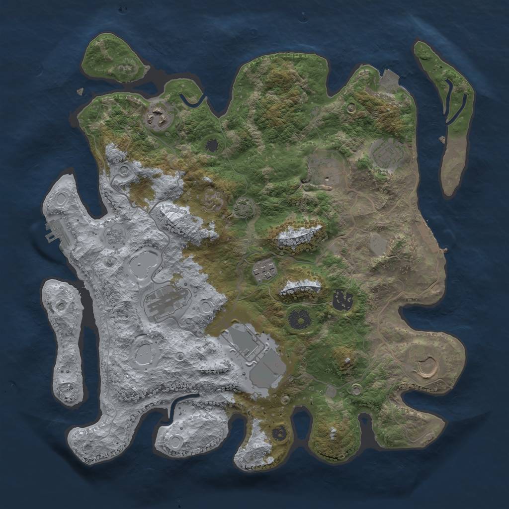 Rust Map: Procedural Map, Size: 3548, Seed: 3658, 16 Monuments