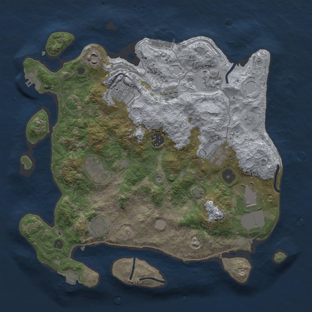 Rust Map: Procedural Map, Size: 3500, Seed: 817142580, 17 Monuments