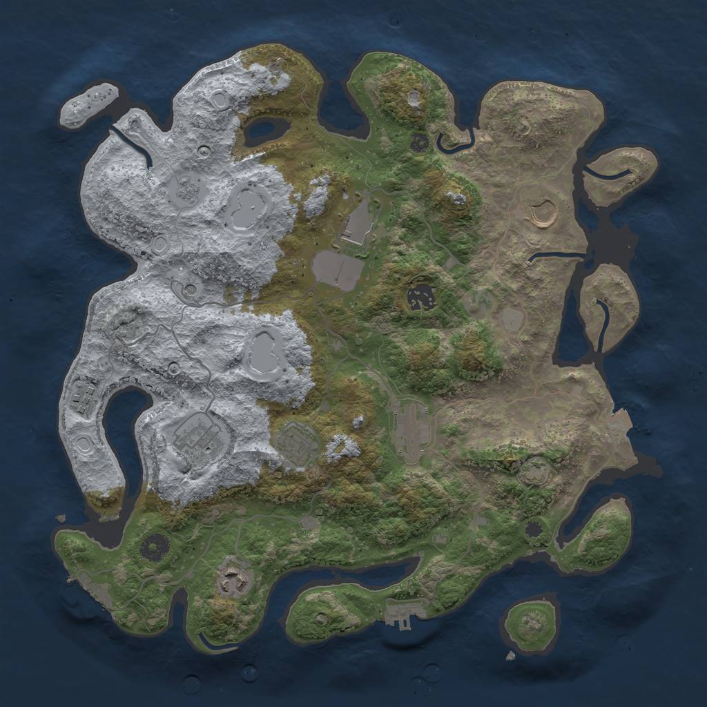Rust Map: Procedural Map, Size: 3750, Seed: 1464731870, 16 Monuments
