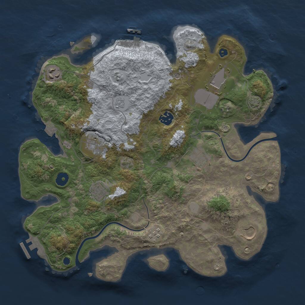 Rust Map: Procedural Map, Size: 3500, Seed: 432944441, 14 Monuments