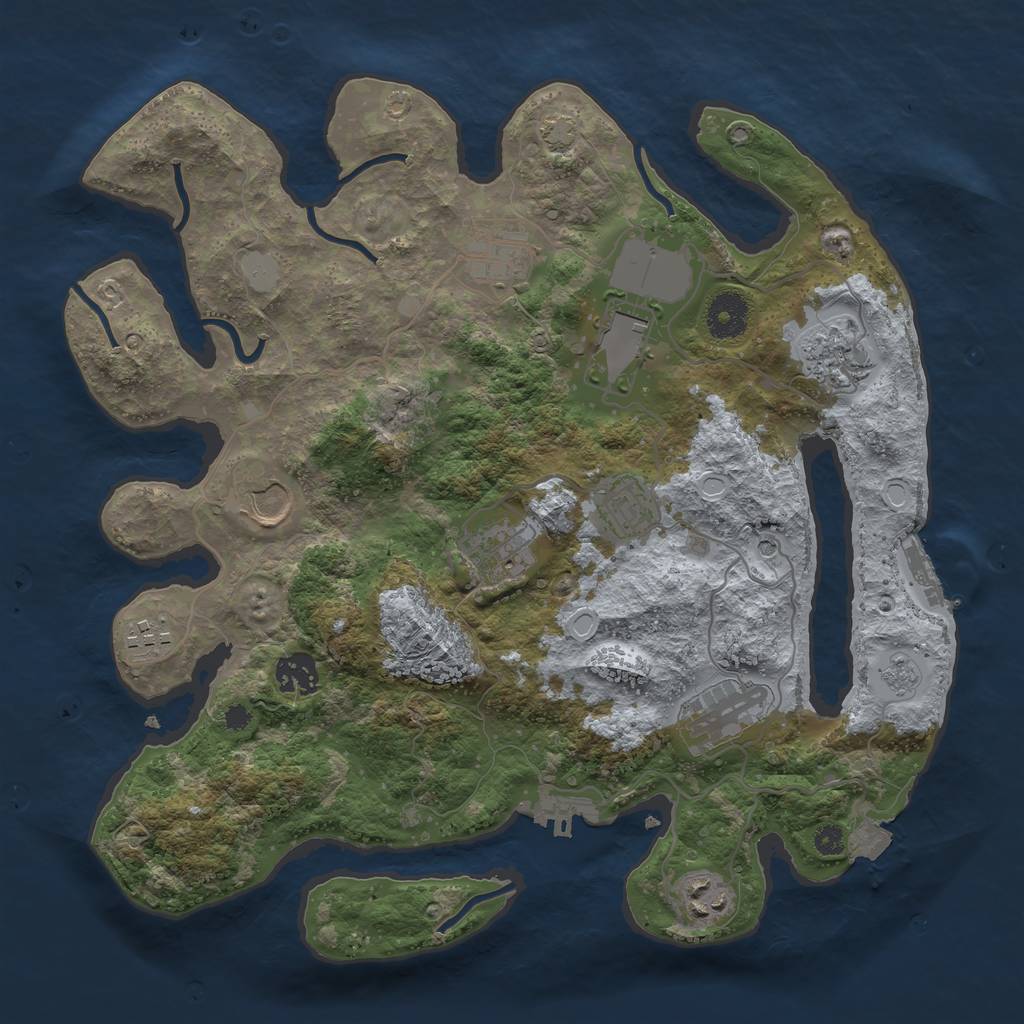 Rust Map: Procedural Map, Size: 3500, Seed: 154493489, 18 Monuments