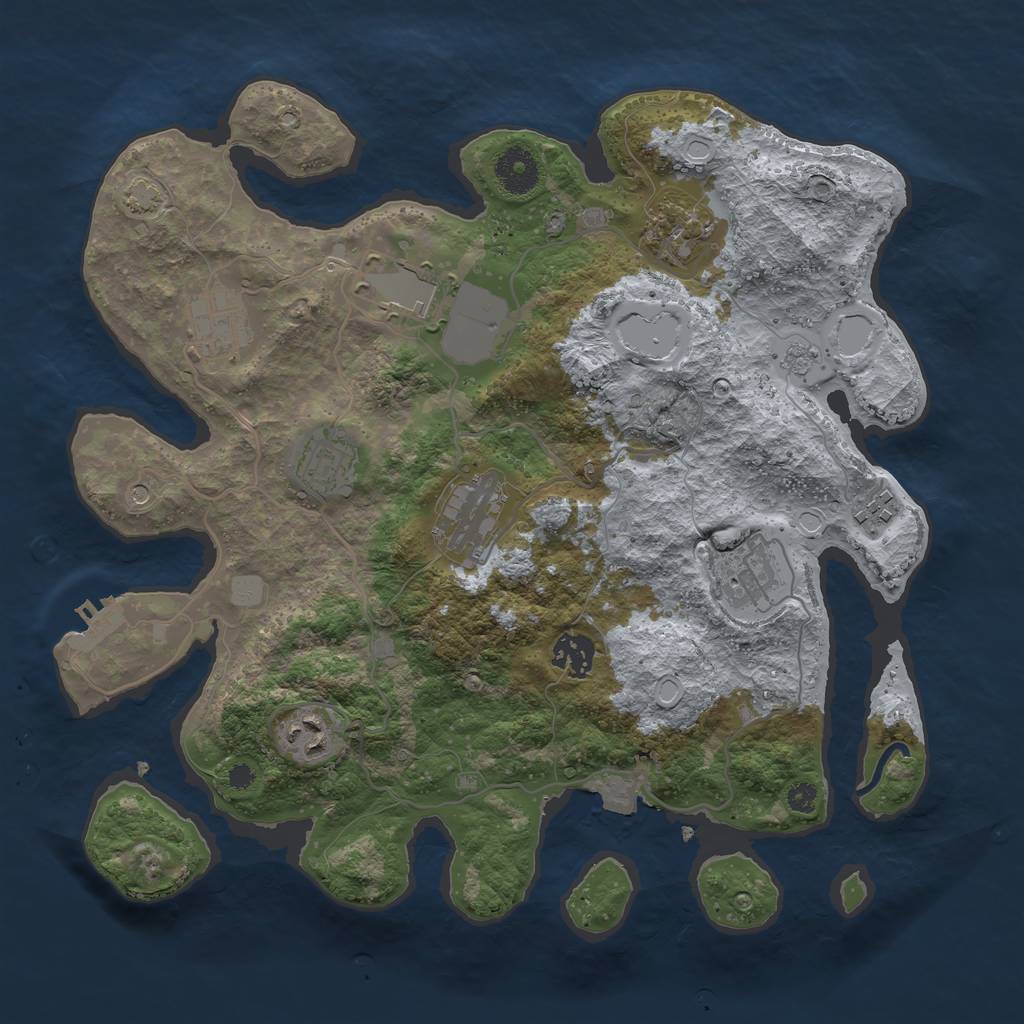 Rust Map: Procedural Map, Size: 3500, Seed: 9314, 16 Monuments