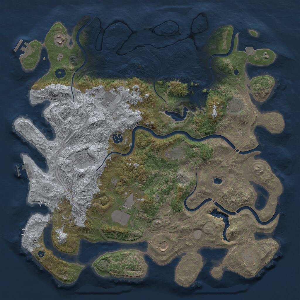 Rust Map: Procedural Map, Size: 4450, Seed: 4554, 17 Monuments