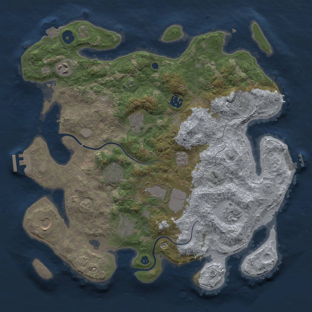 Rust Map: Procedural Map, Size: 3750, Seed: 930739249, 16 Monuments