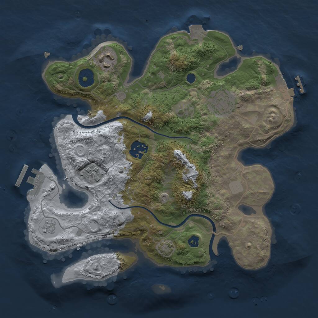 Rust Map: Procedural Map, Size: 2750, Seed: 1297466431, 9 Monuments