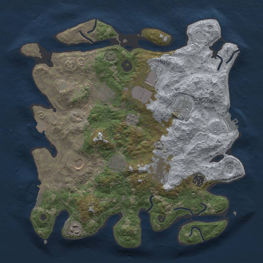 Rust Map: Procedural Map, Size: 3500, Seed: 1761526607, 17 Monuments