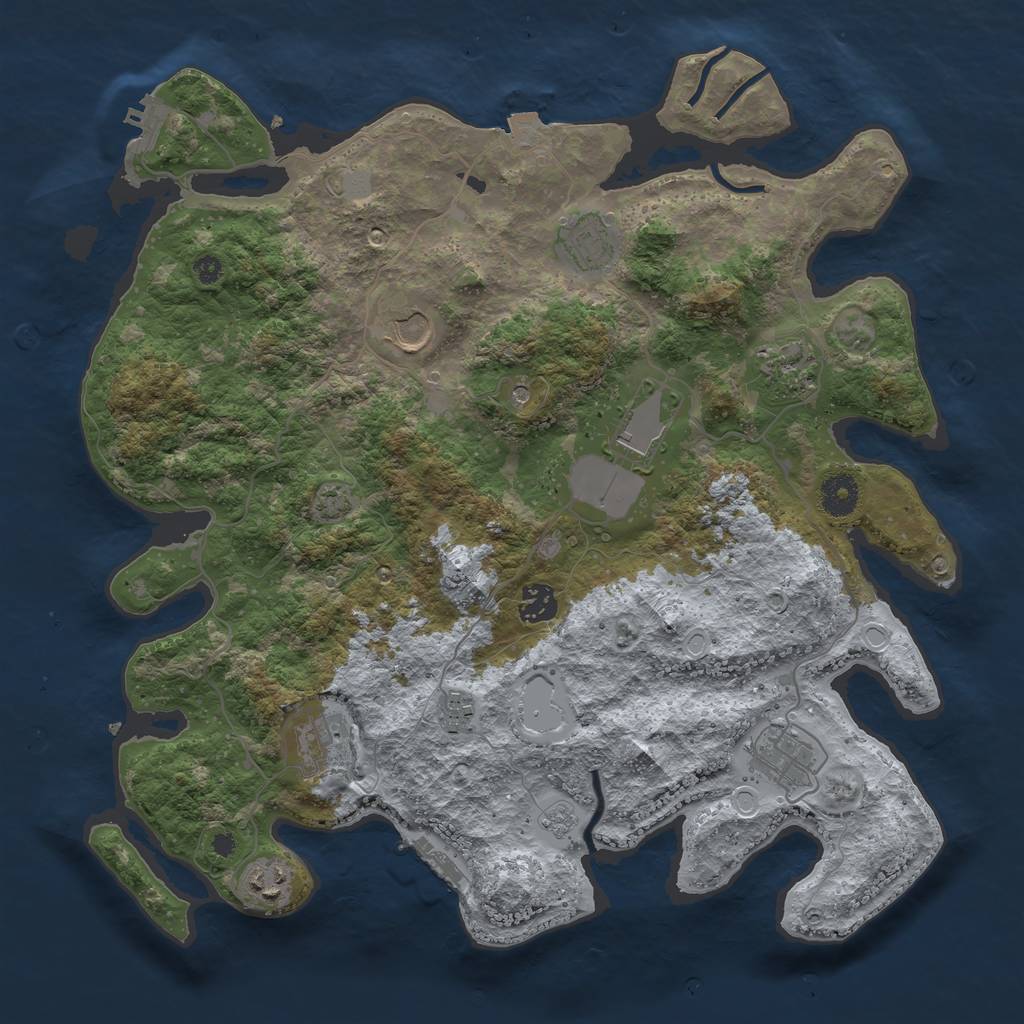 Rust Map: Procedural Map, Size: 3800, Seed: 1601359816, 17 Monuments