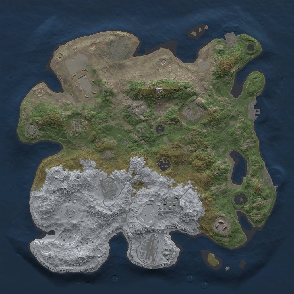 Rust Map: Procedural Map, Size: 3500, Seed: 861789231, 17 Monuments