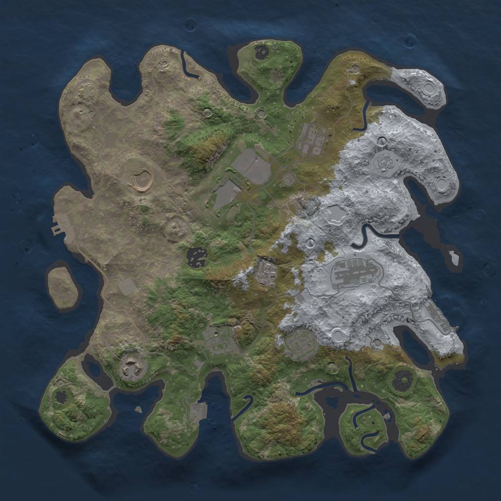Rust Map: Procedural Map, Size: 3500, Seed: 1823057245, 17 Monuments
