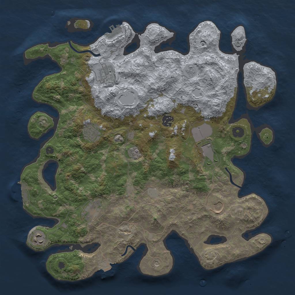 Rust Map: Procedural Map, Size: 3800, Seed: 1783619782, 16 Monuments