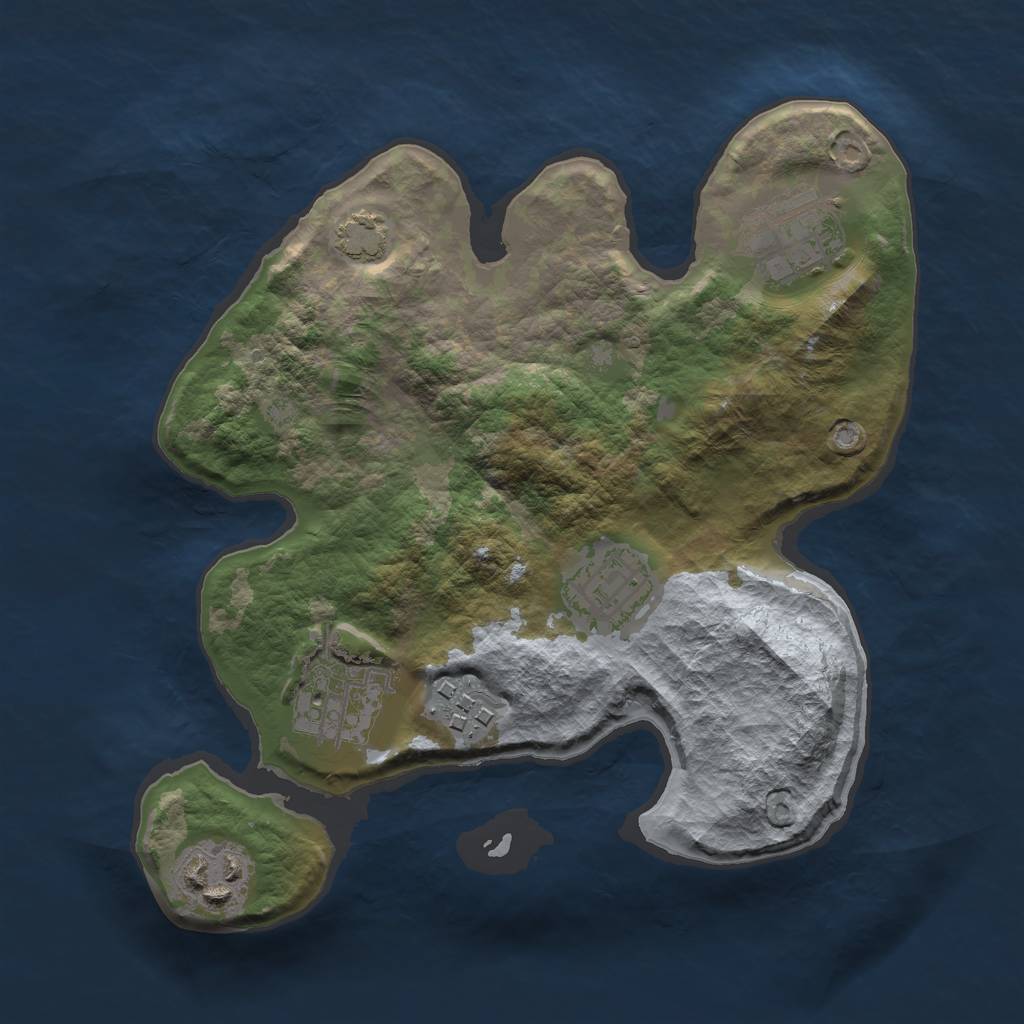 Rust Map: Barren, Size: 2500, Seed: 9, 8 Monuments
