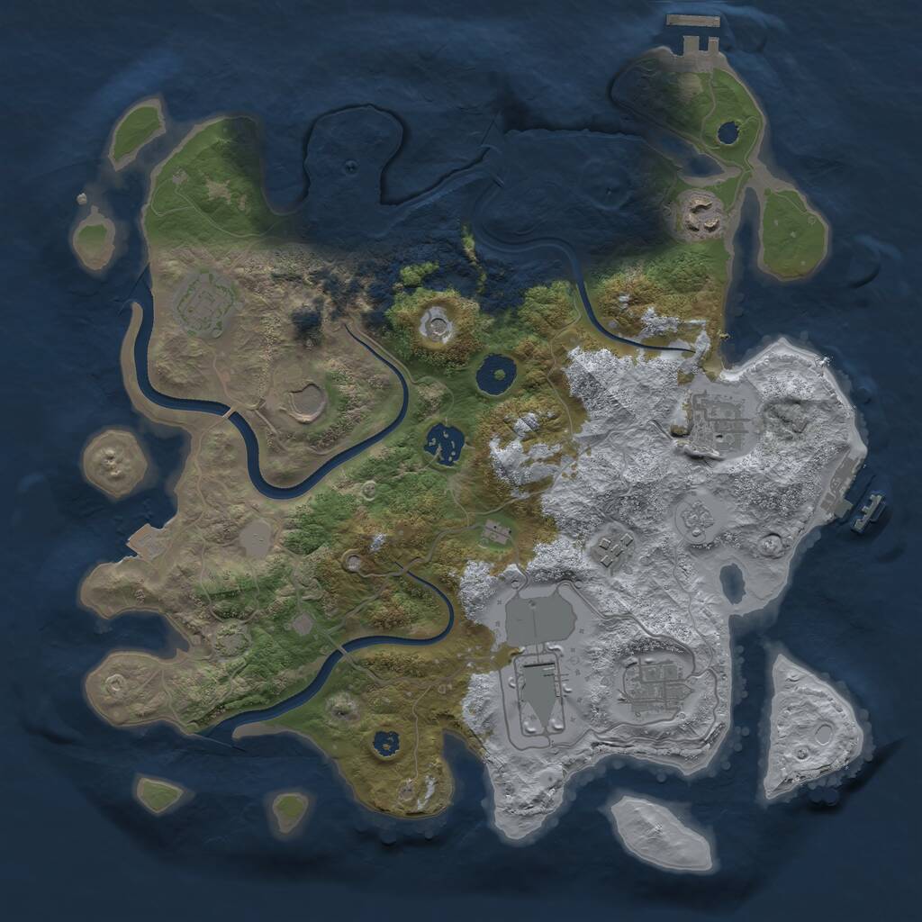 Rust Map: Procedural Map, Size: 3500, Seed: 669322692, 14 Monuments
