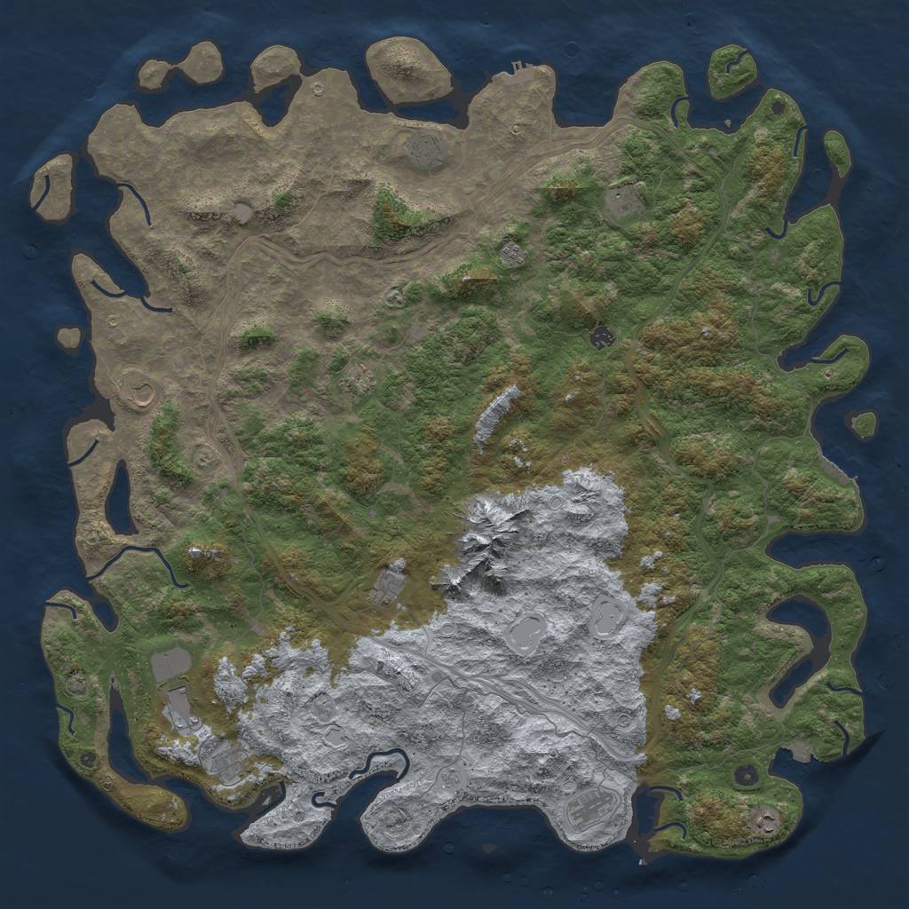 Rust Map: Procedural Map, Size: 6000, Seed: 1001424783, 19 Monuments