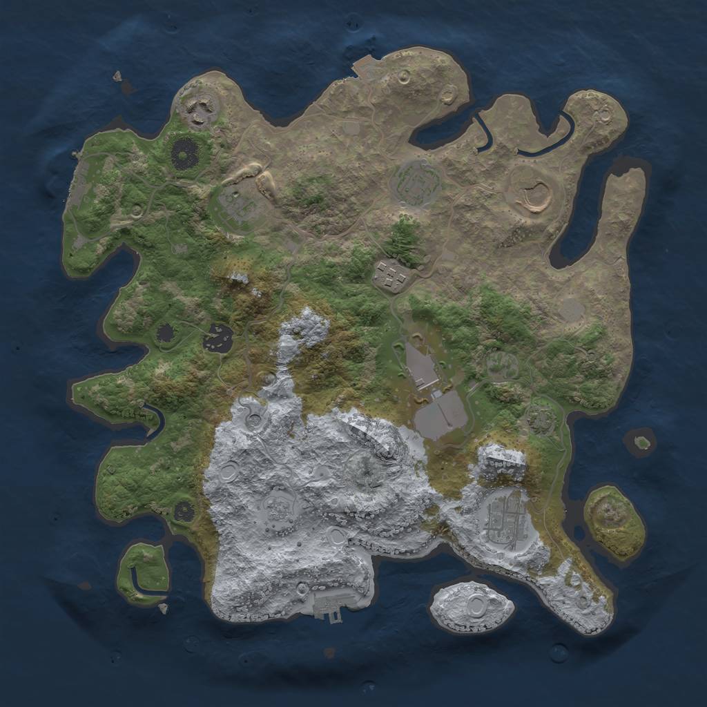Rust Map: Procedural Map, Size: 3500, Seed: 118943199, 16 Monuments