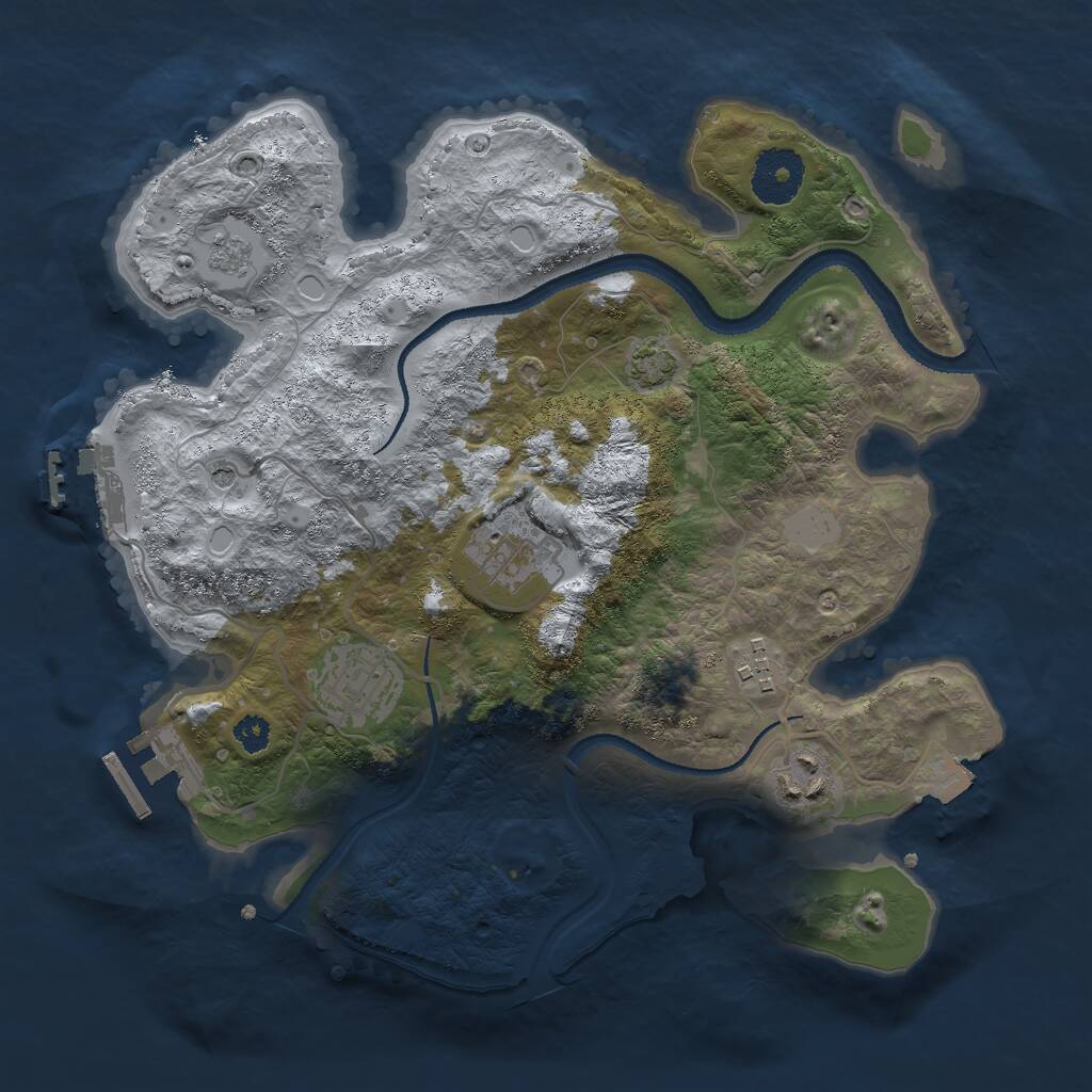 Rust Map: Procedural Map, Size: 3000, Seed: 1057420592, 10 Monuments
