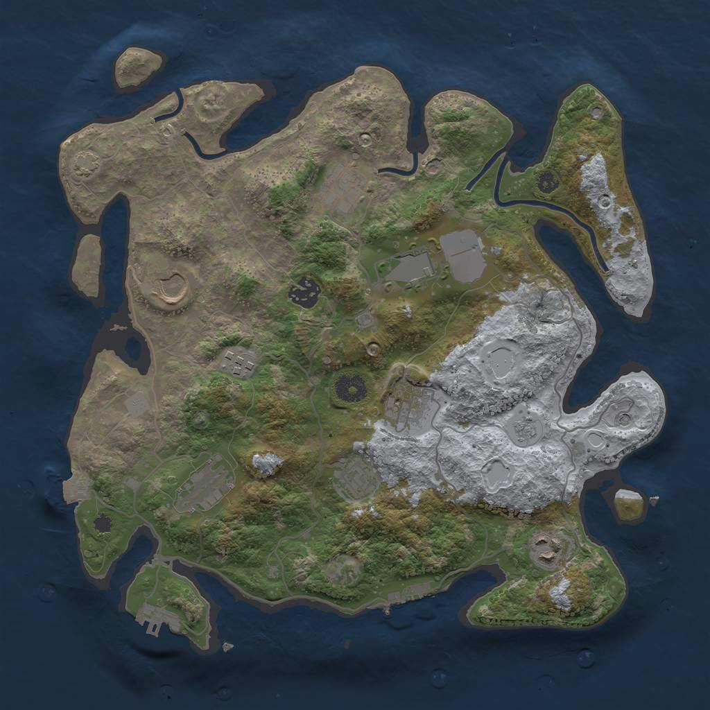 Rust Map: Procedural Map, Size: 3500, Seed: 799494701, 17 Monuments