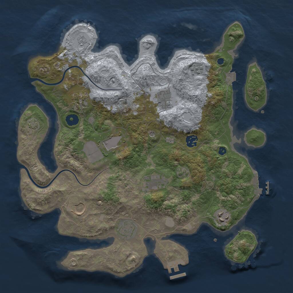 Rust Map: Procedural Map, Size: 3600, Seed: 224901866, 15 Monuments