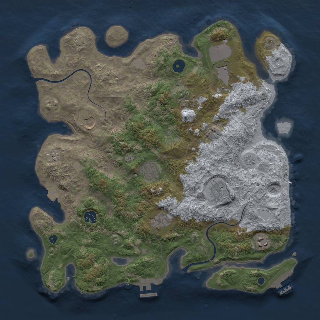 Rust Map: Procedural Map, Size: 3800, Seed: 622276845, 15 Monuments