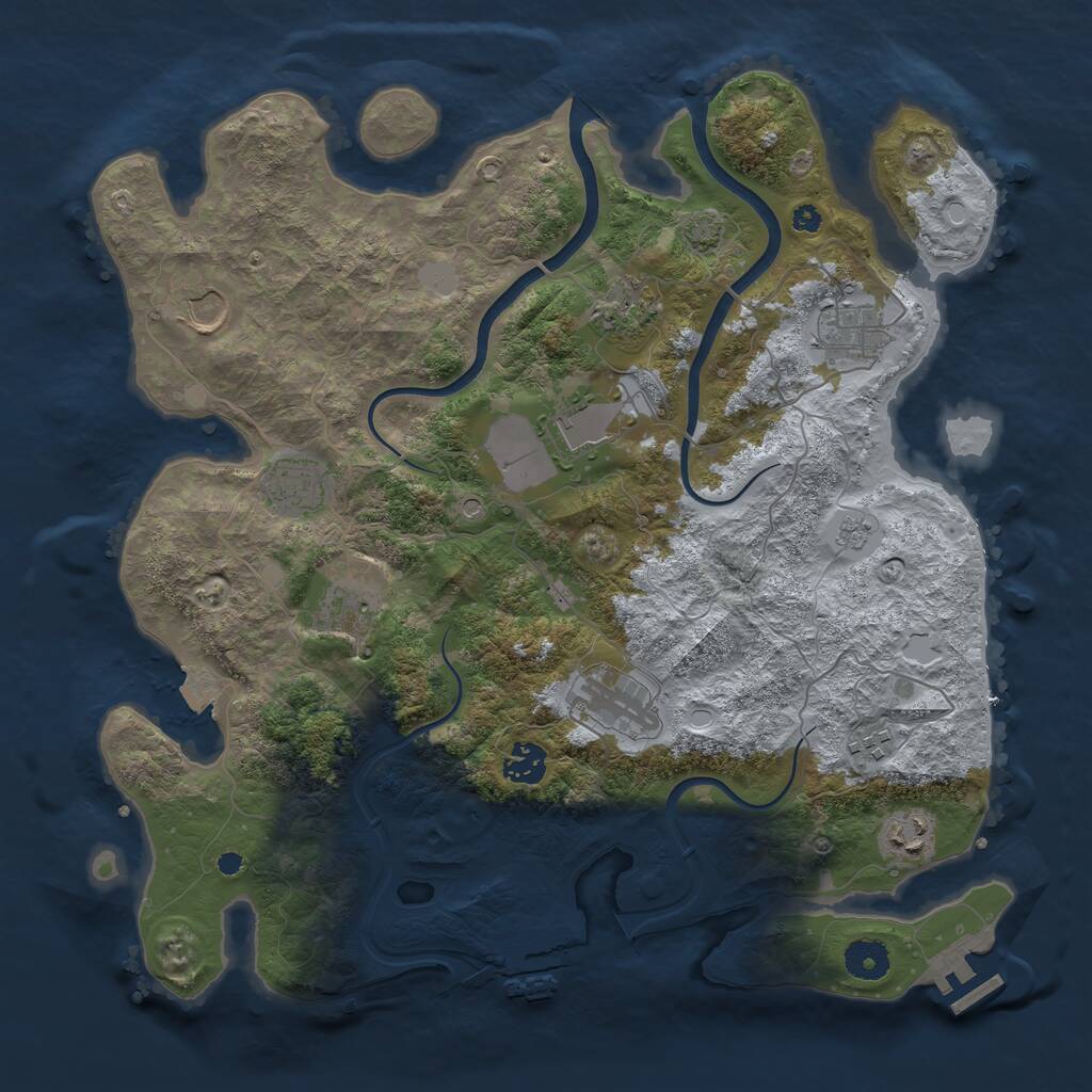 Rust Map: Procedural Map, Size: 3800, Seed: 622276845, 16 Monuments