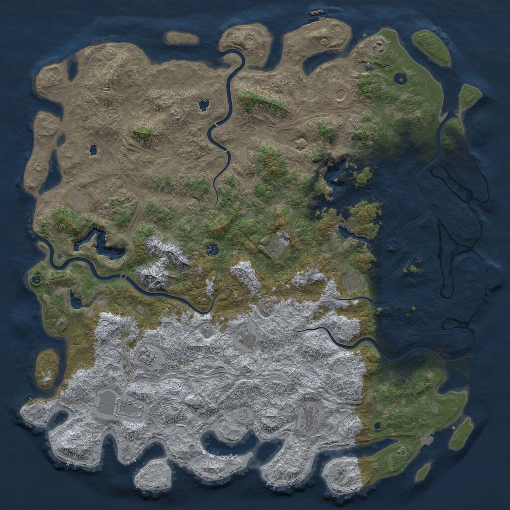 Rust Map: Procedural Map, Size: 6000, Seed: 647853, 17 Monuments