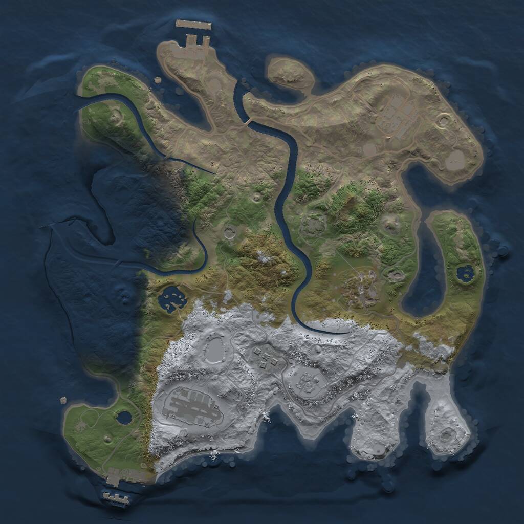 Rust Map: Procedural Map, Size: 3000, Seed: 1841721849, 11 Monuments