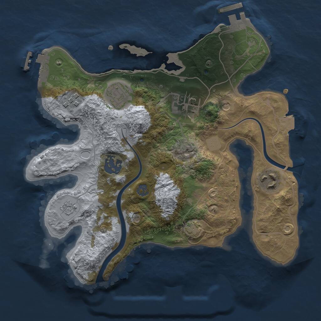 Rust Map: Procedural Map, Size: 2600, Seed: 1386526079, 13 Monuments