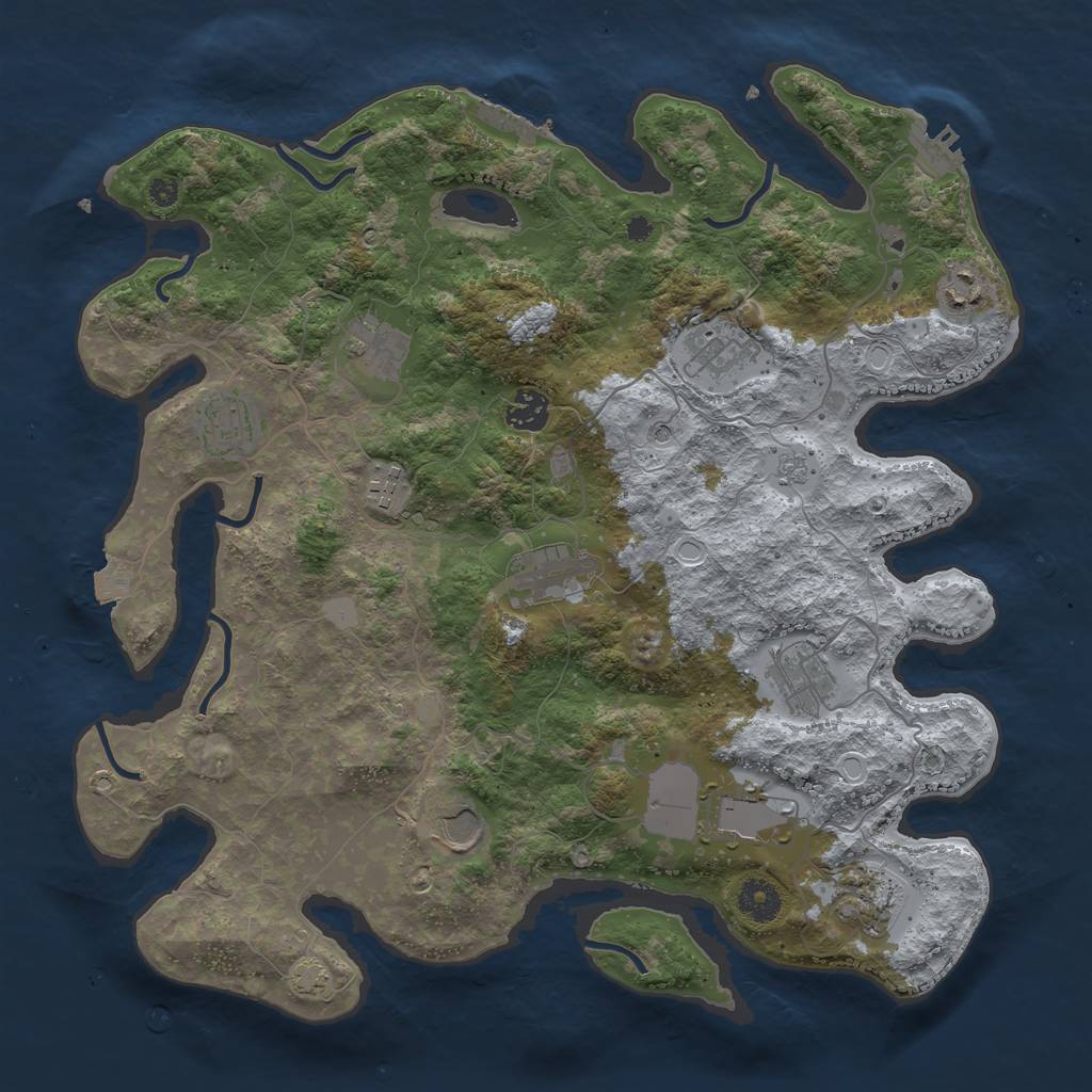 Rust Map: Procedural Map, Size: 3800, Seed: 747804476, 19 Monuments