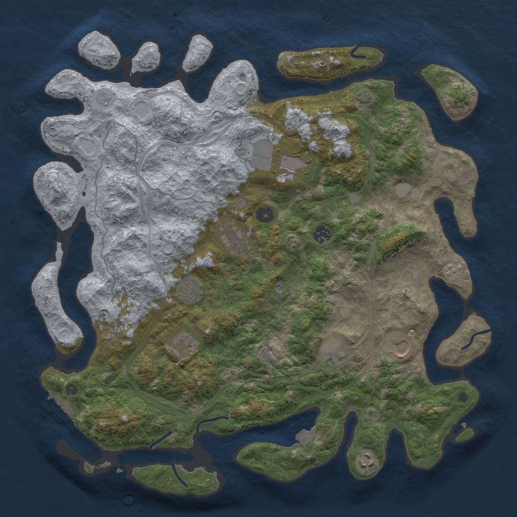 Rust Map: Procedural Map, Size: 4500, Seed: 5649, 16 Monuments