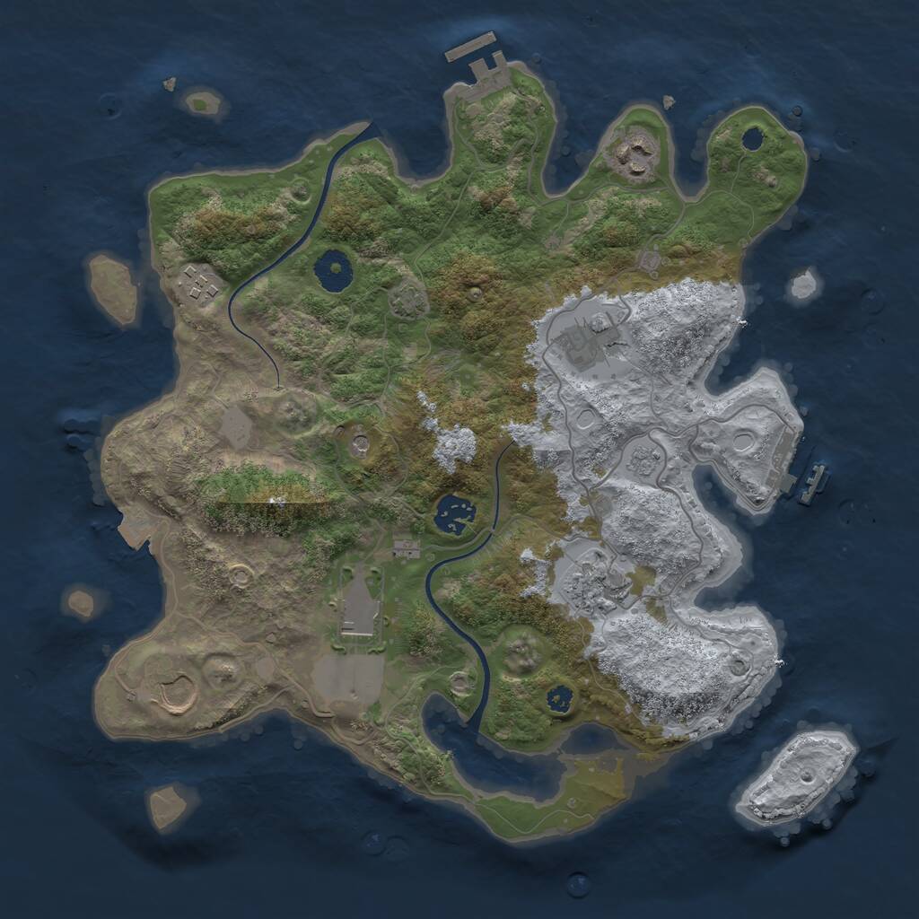 Rust Map: Procedural Map, Size: 3500, Seed: 1697649179, 13 Monuments