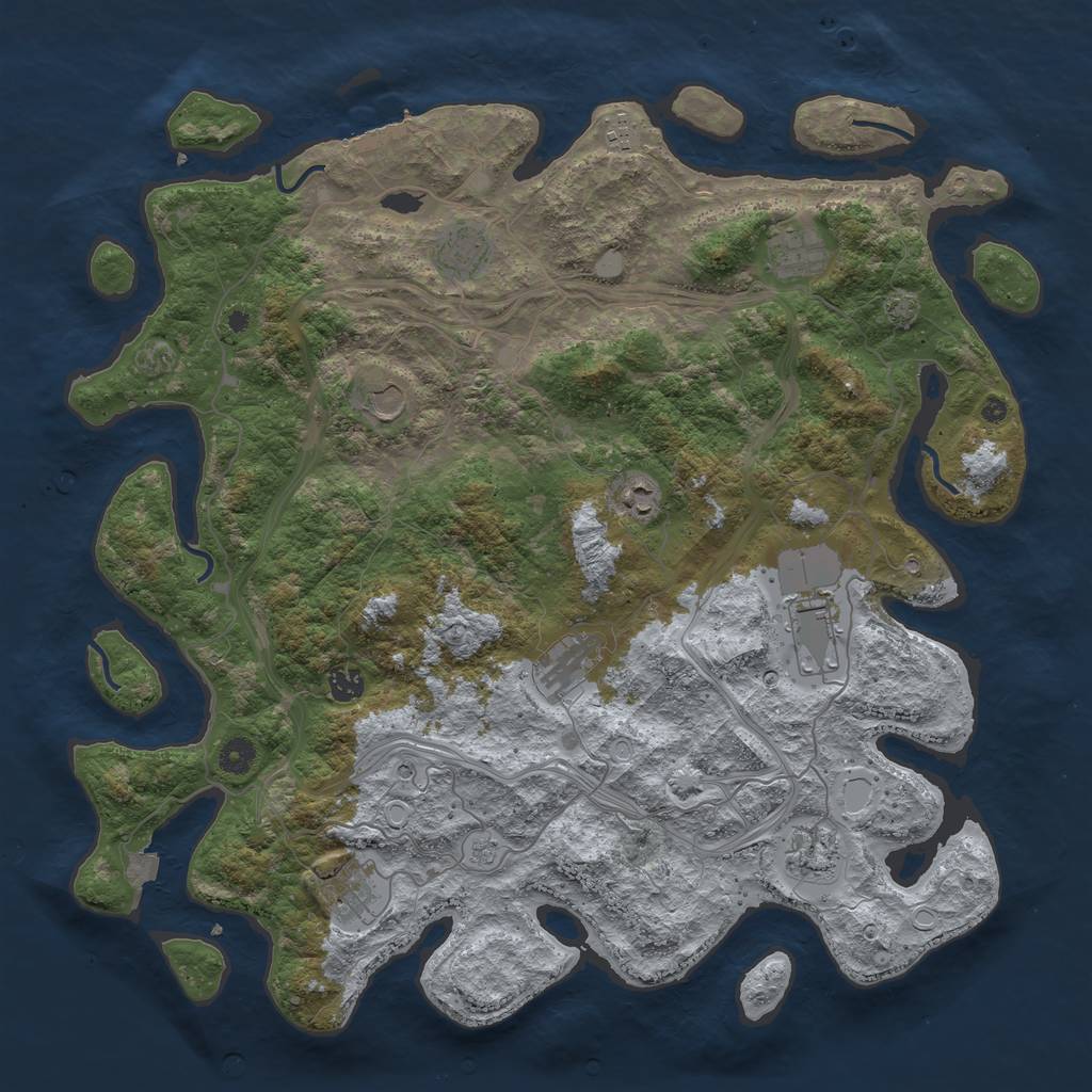 Rust Map: Procedural Map, Size: 4500, Seed: 50569, 17 Monuments