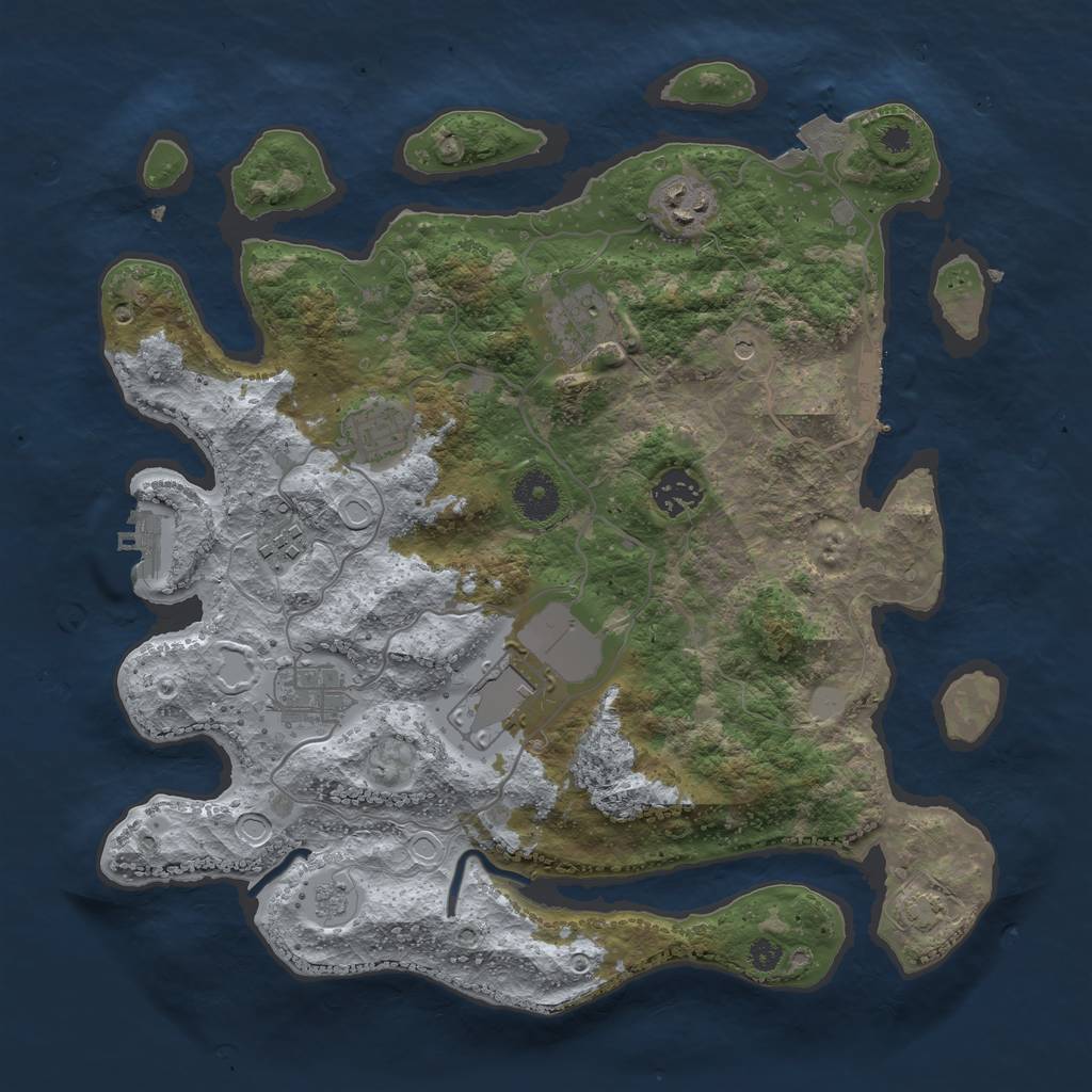 Rust Map: Procedural Map, Size: 3500, Seed: 33333, 15 Monuments