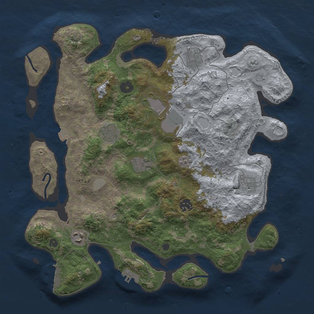 Rust Map: Procedural Map, Size: 3700, Seed: 85603951, 16 Monuments