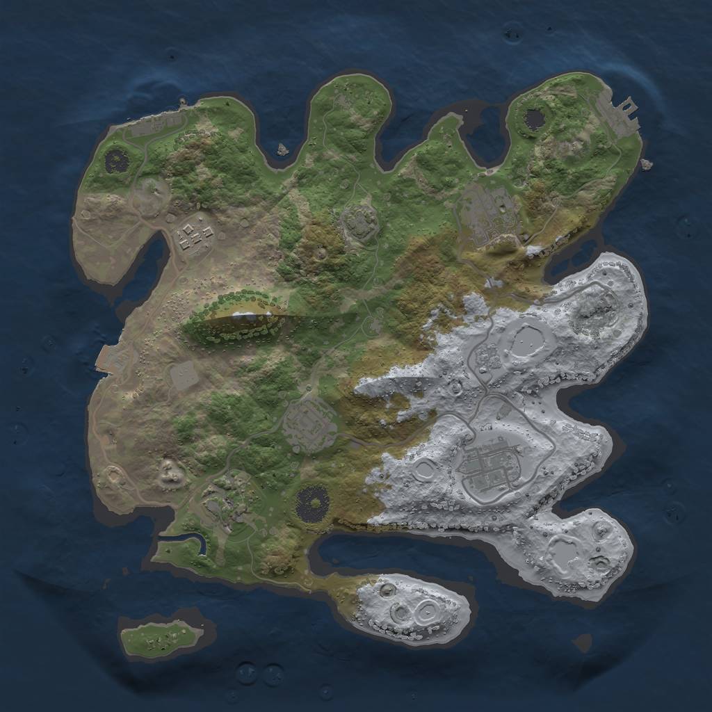 Rust Map: Procedural Map, Size: 3000, Seed: 5314028, 12 Monuments