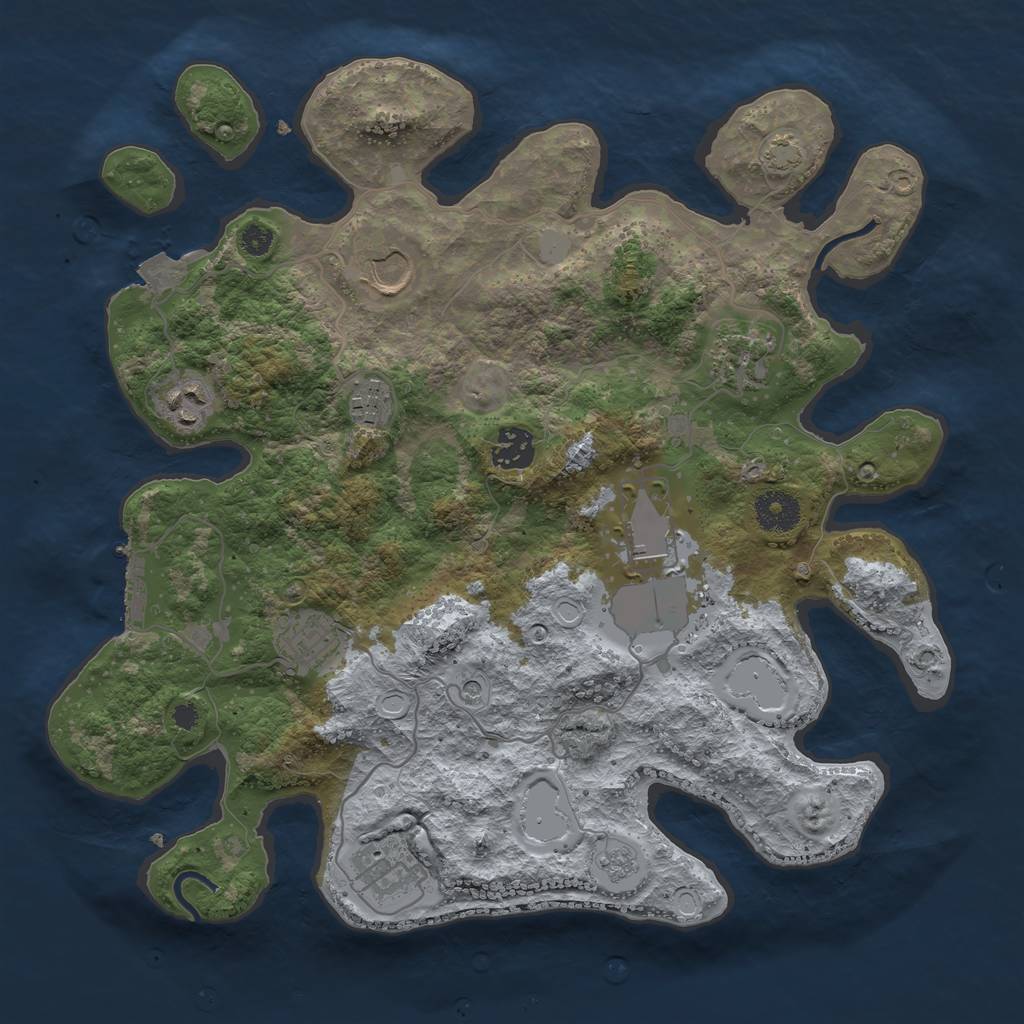 Rust Map: Procedural Map, Size: 3500, Seed: 9185829, 15 Monuments