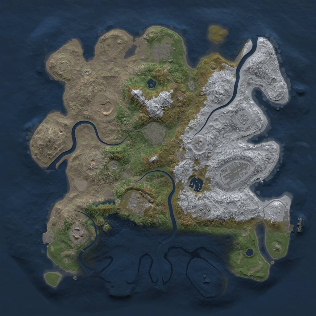 Rust Map: Procedural Map, Size: 3500, Seed: 448051061, 14 Monuments