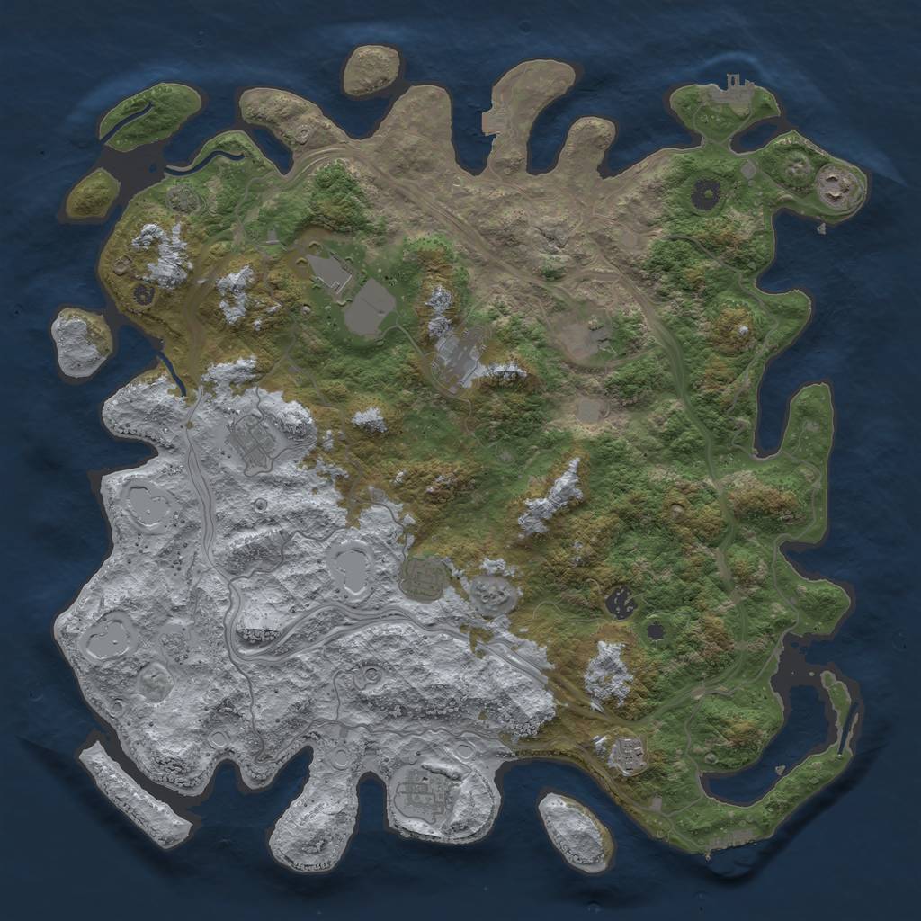 Rust Map: Procedural Map, Size: 4500, Seed: 74807192, 17 Monuments