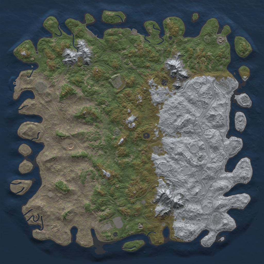 Rust Map: Procedural Map, Size: 6000, Seed: 39874, 19 Monuments