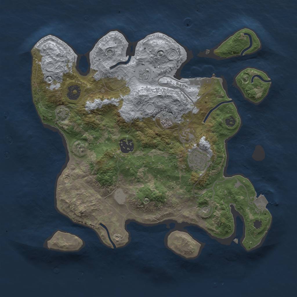 Rust Map: Procedural Map, Size: 3000, Seed: 18488, 10 Monuments