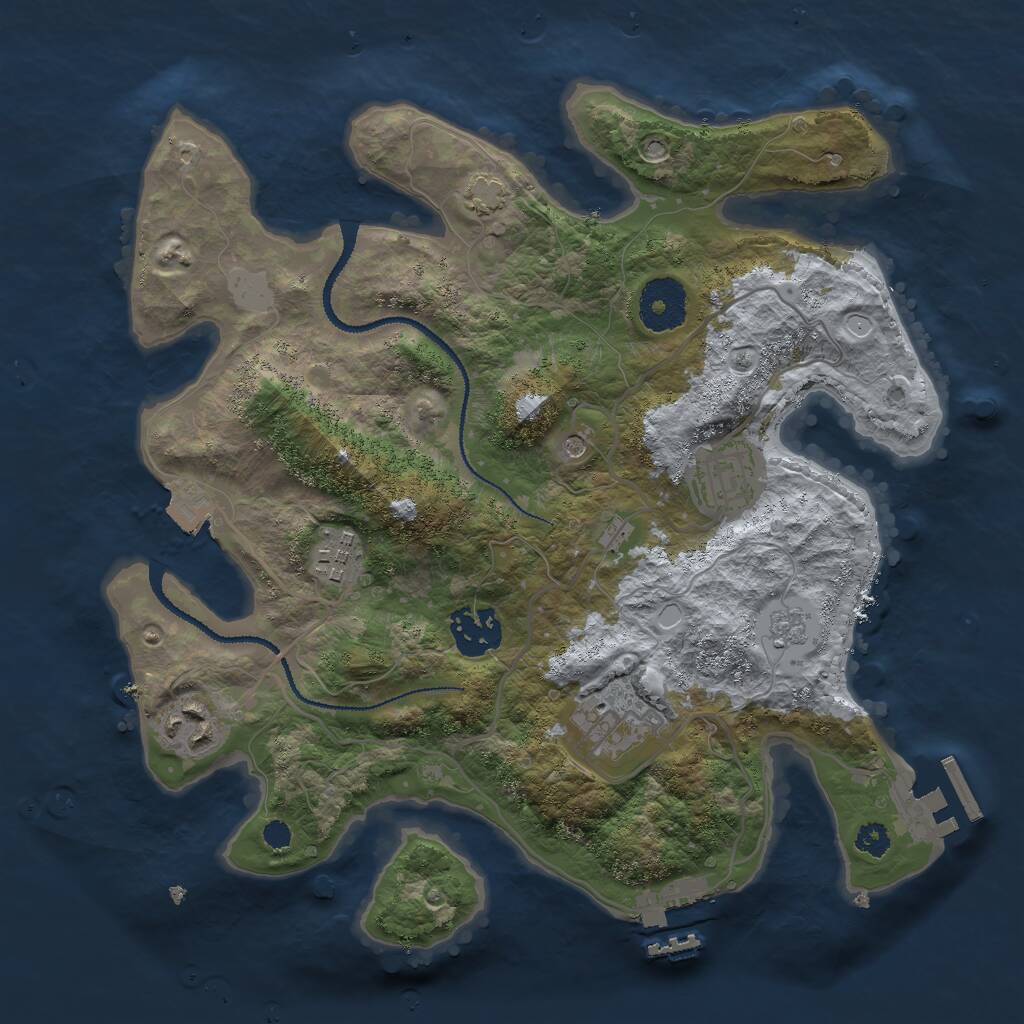 Rust Map: Procedural Map, Size: 3000, Seed: 20078, 11 Monuments