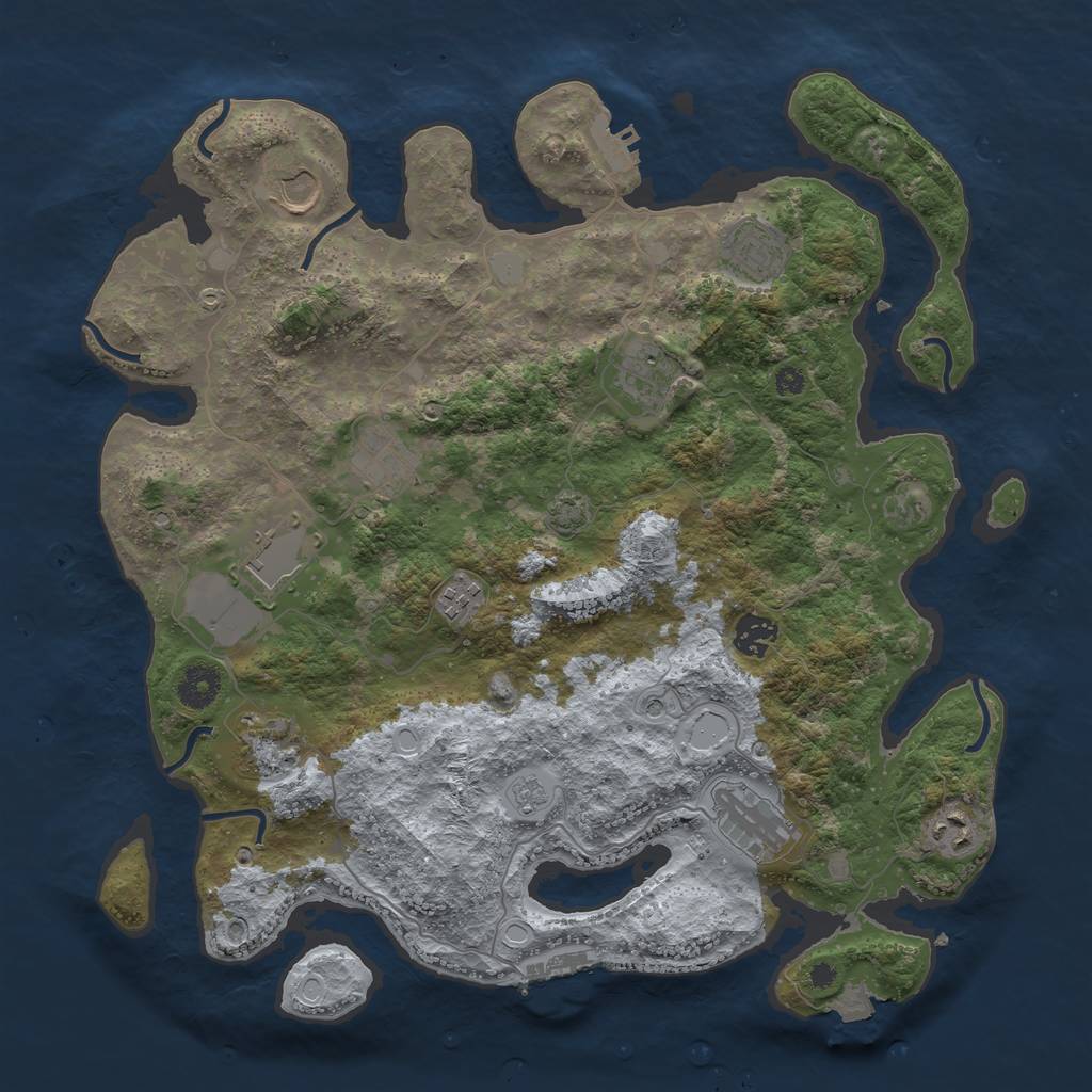 Rust Map: Procedural Map, Size: 3800, Seed: 1524543257, 18 Monuments