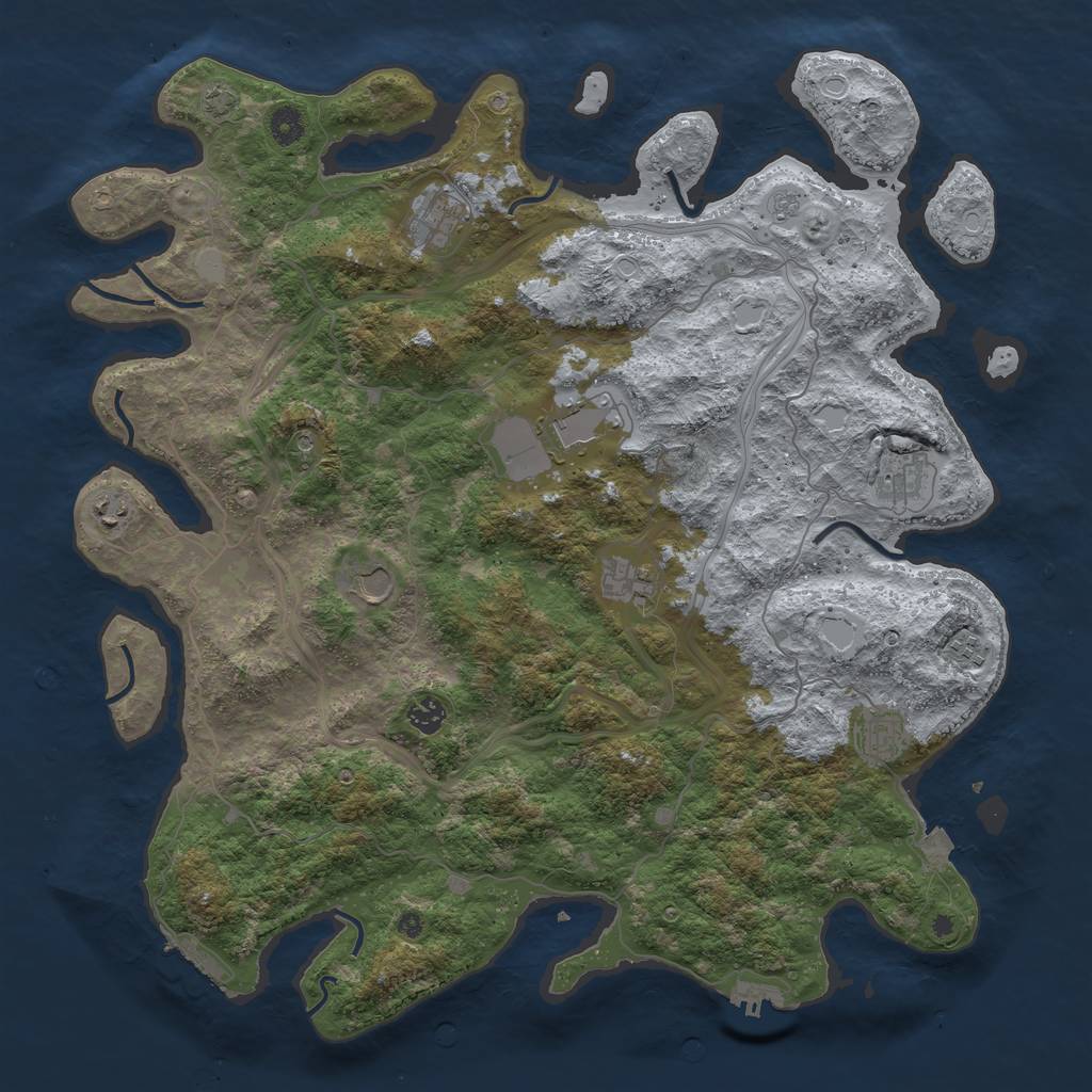 Rust Map: Procedural Map, Size: 4500, Seed: 418529093, 17 Monuments