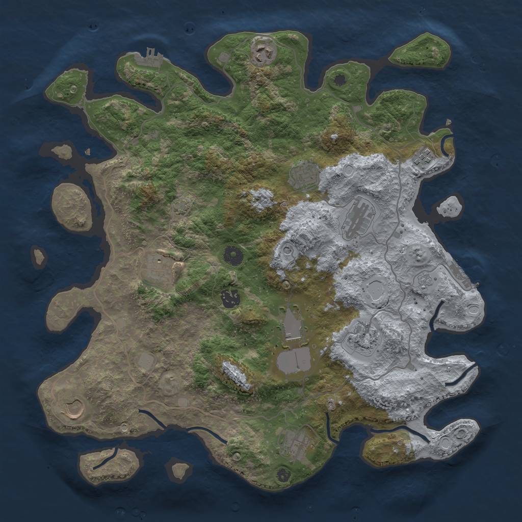 Rust Map: Procedural Map, Size: 4000, Seed: 573498998, 18 Monuments