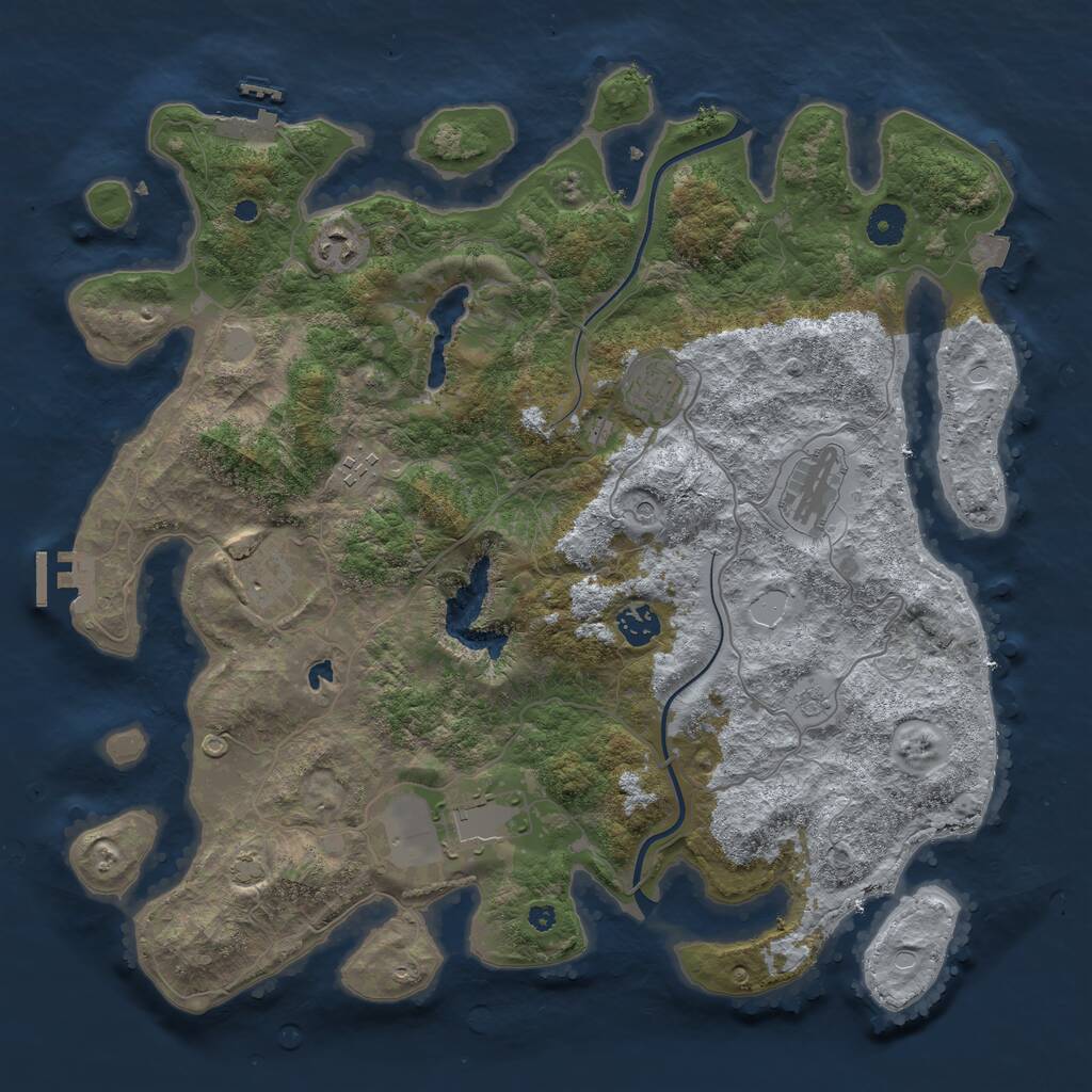Rust Map: Procedural Map, Size: 4000, Seed: 354785446, 13 Monuments