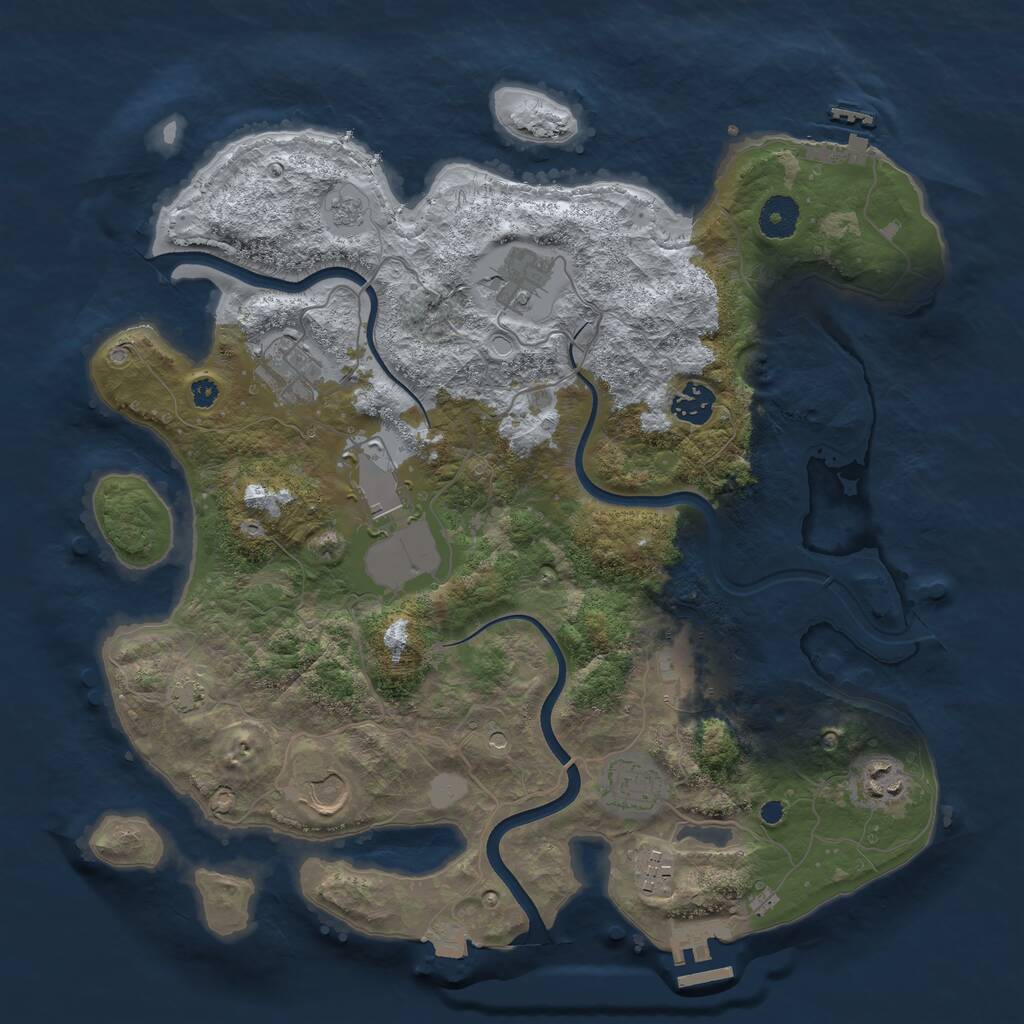 Rust Map: Procedural Map, Size: 3700, Seed: 830325652, 15 Monuments