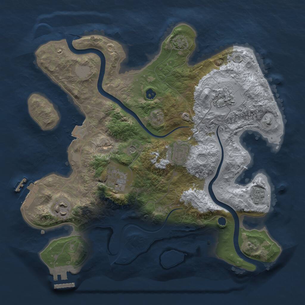 Rust Map: Procedural Map, Size: 3000, Seed: 1278582943, 12 Monuments